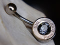 Bullet navel ring belly button ring silver night gray