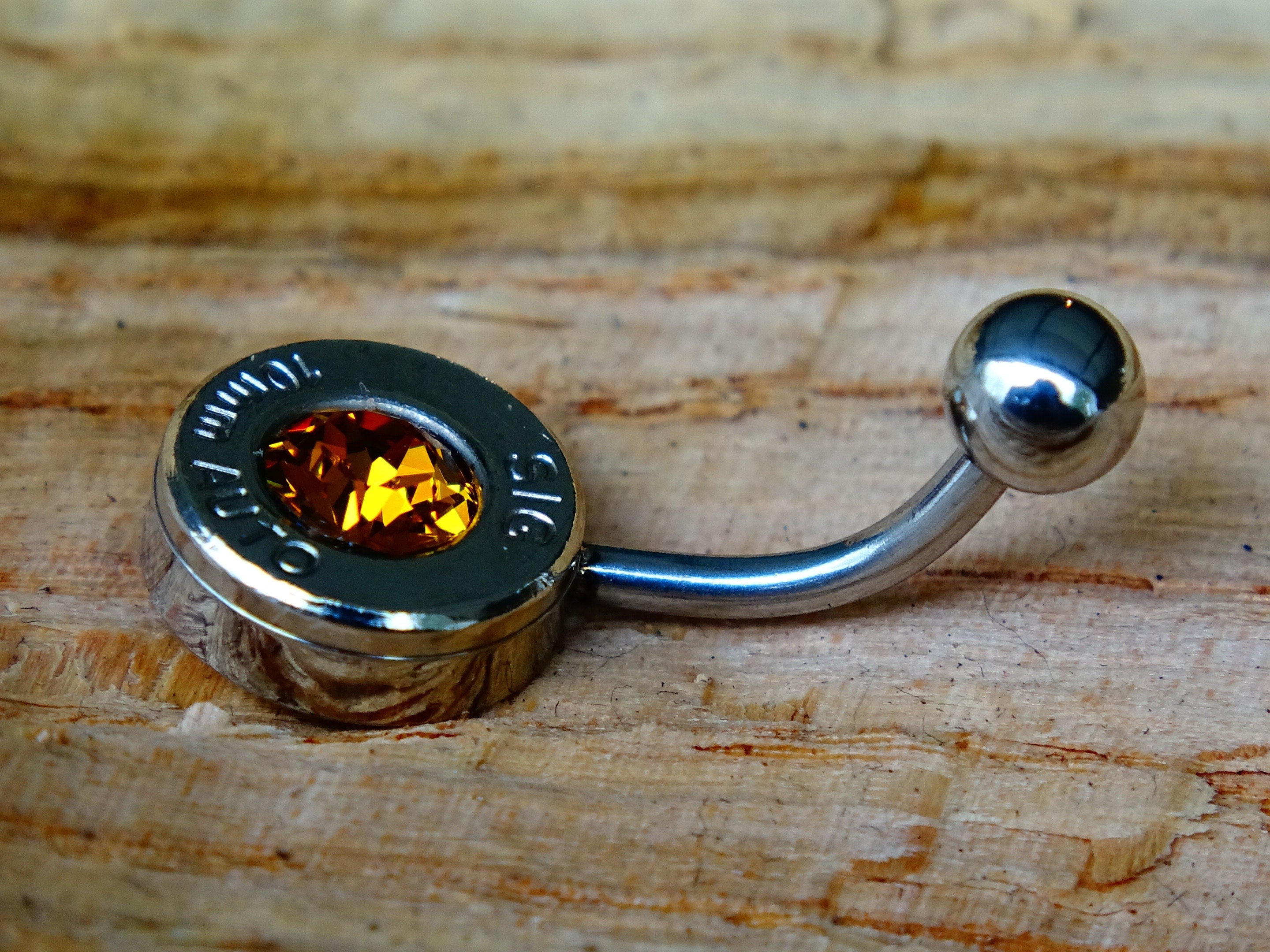 Bullet navel ring belly button ring topaz