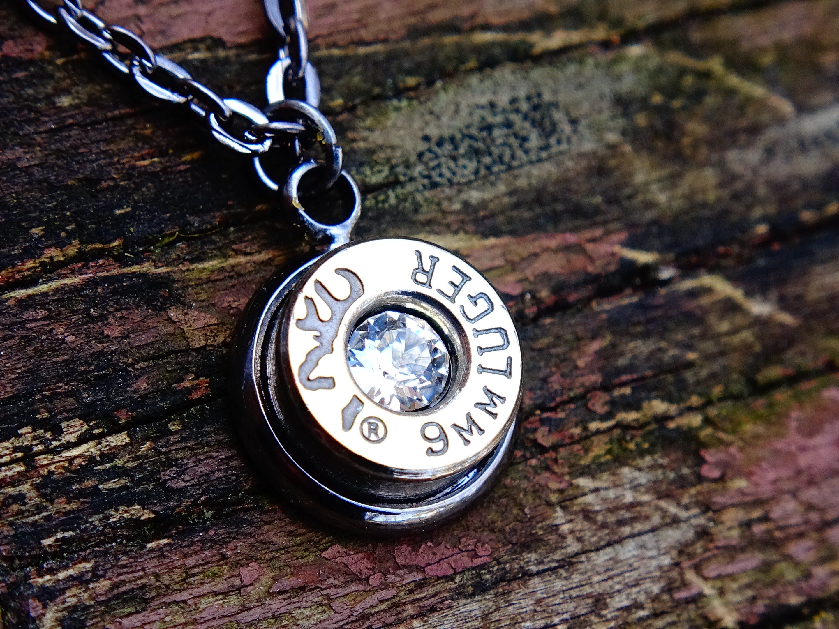 Bullet necklace Bi-Tone clear __etsy:2224730950
