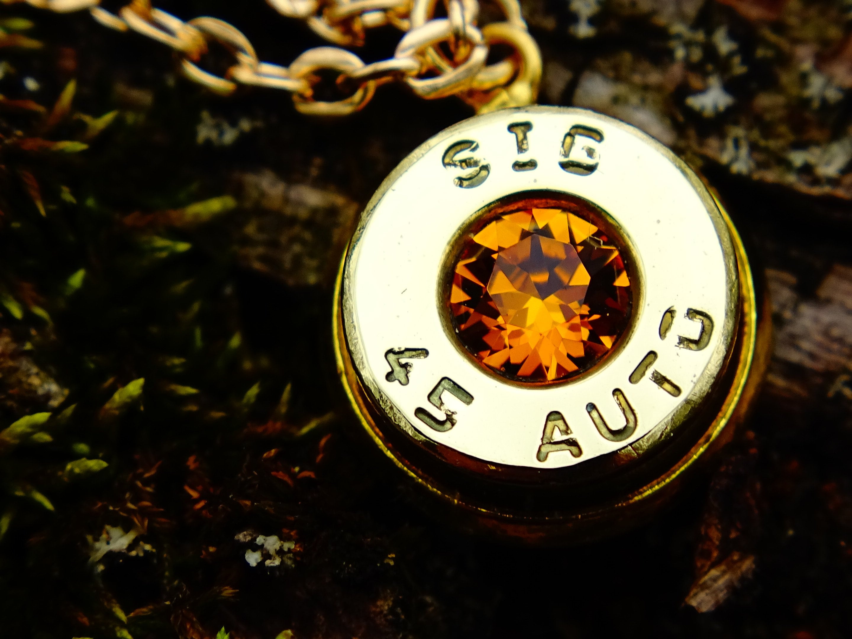 Bullet necklace brass topaz