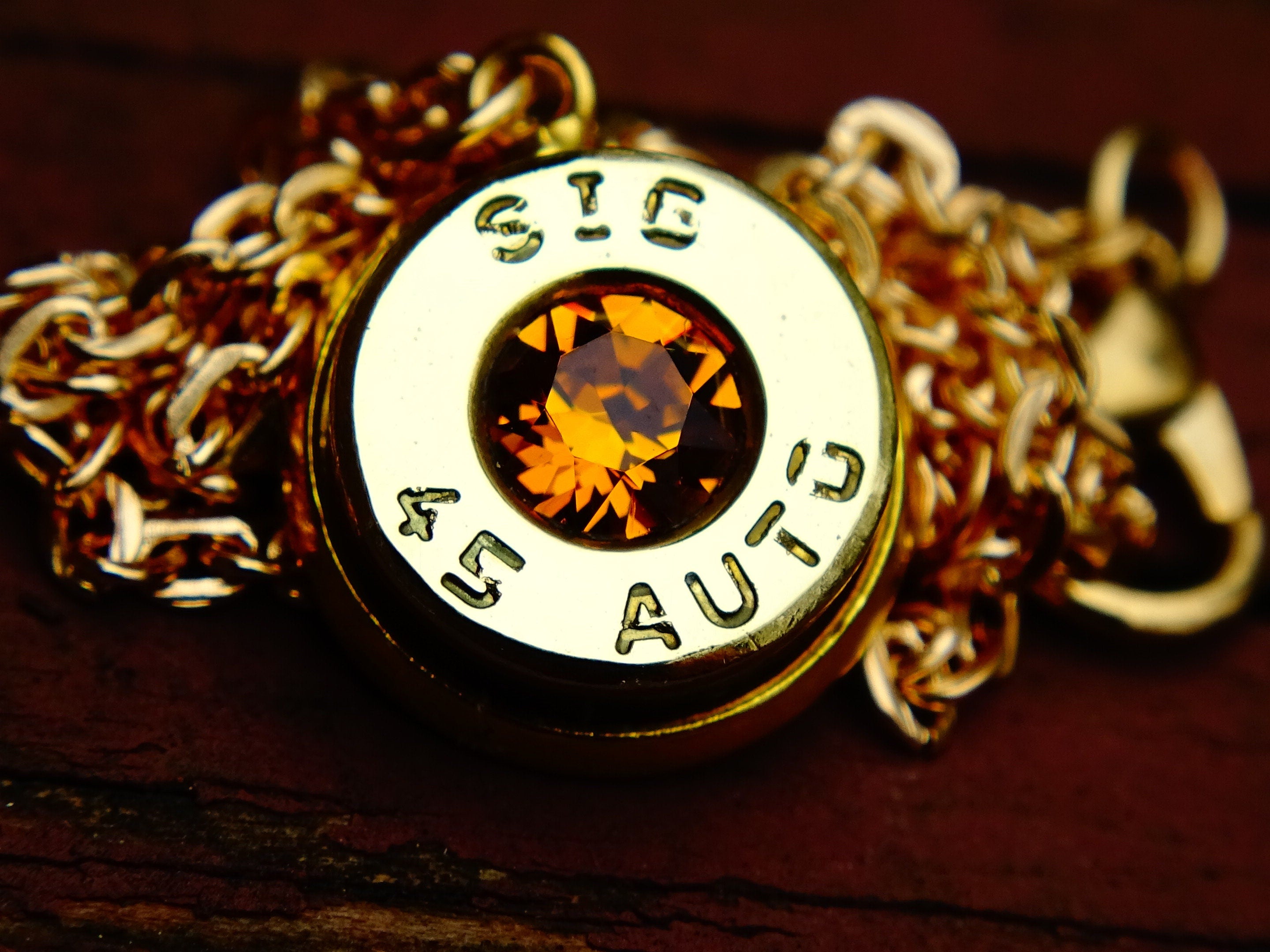 Bullet necklace brass topaz