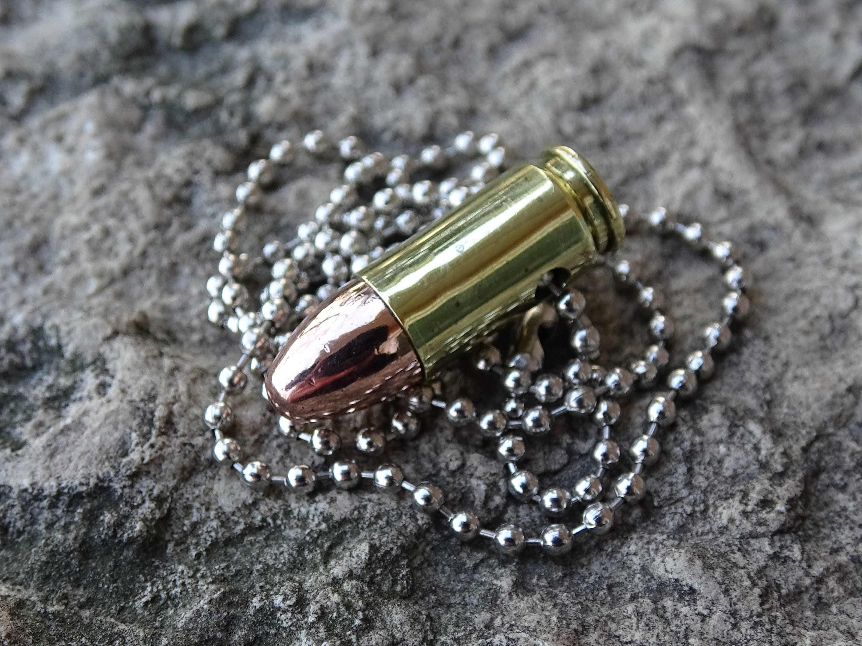 Bullet necklace dog tag chain
