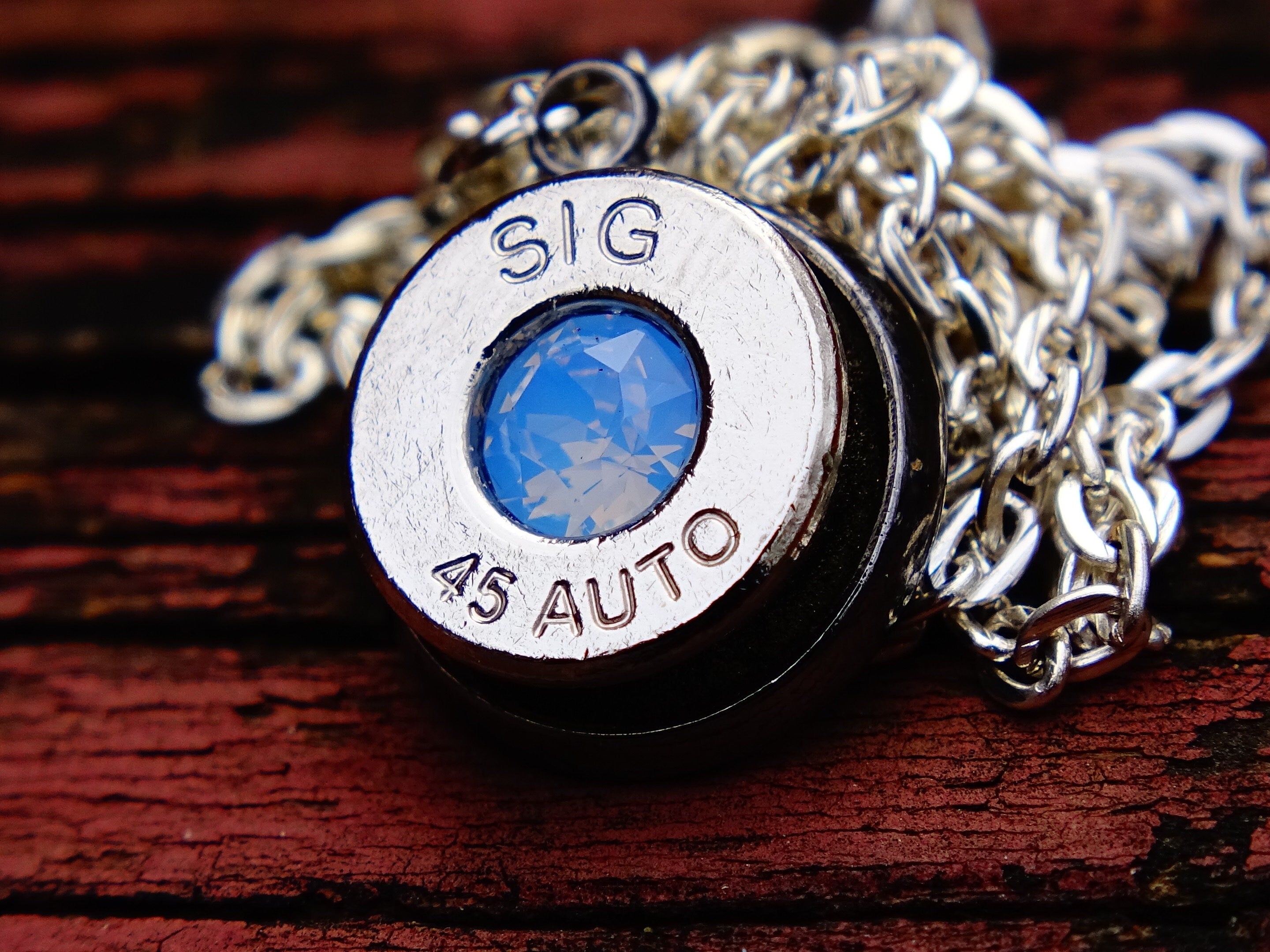 Bullet necklace gsilver blue opal __etsy:2306420989