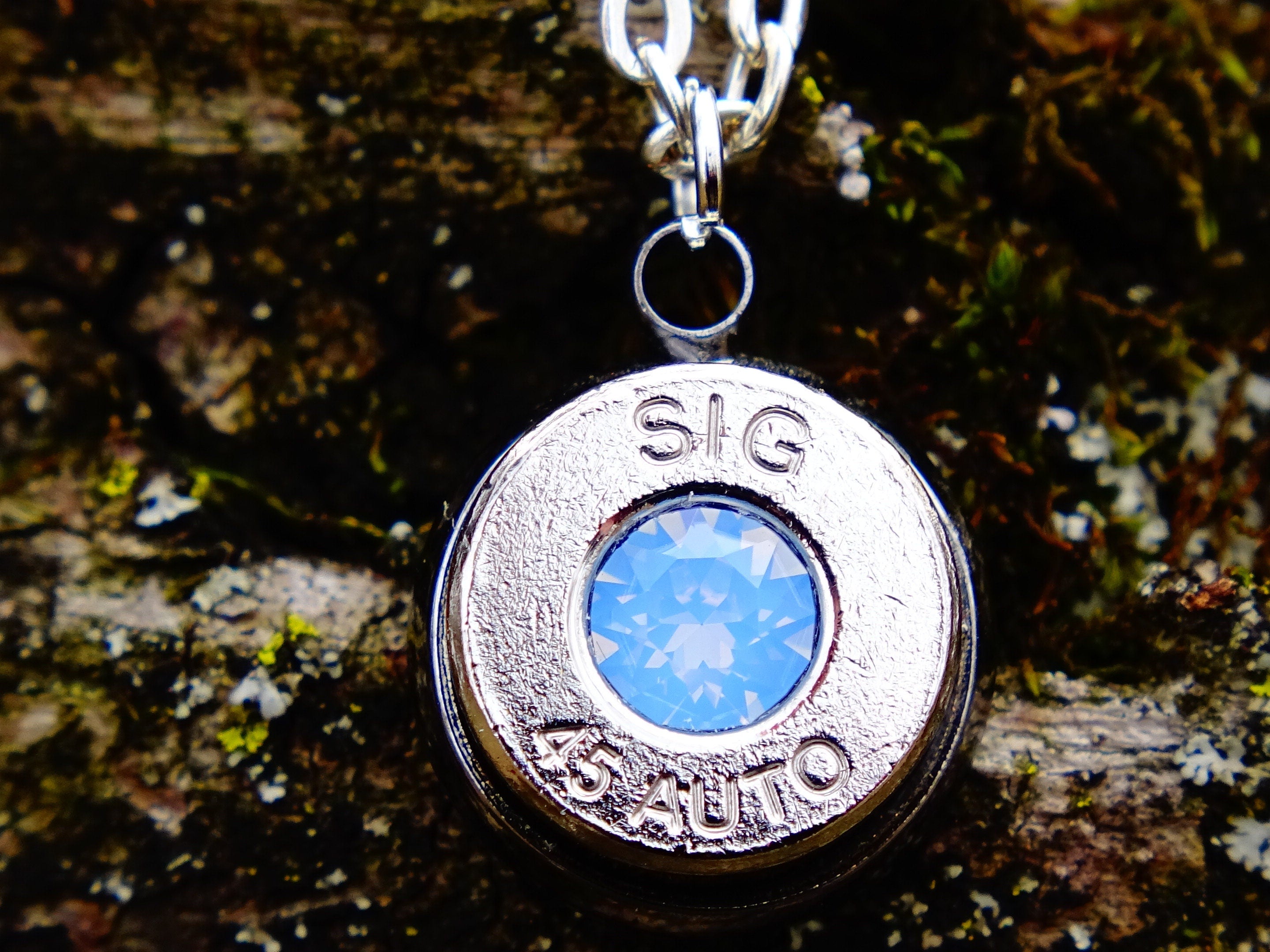 Bullet necklace gsilver blue opal __etsy:2306420679
