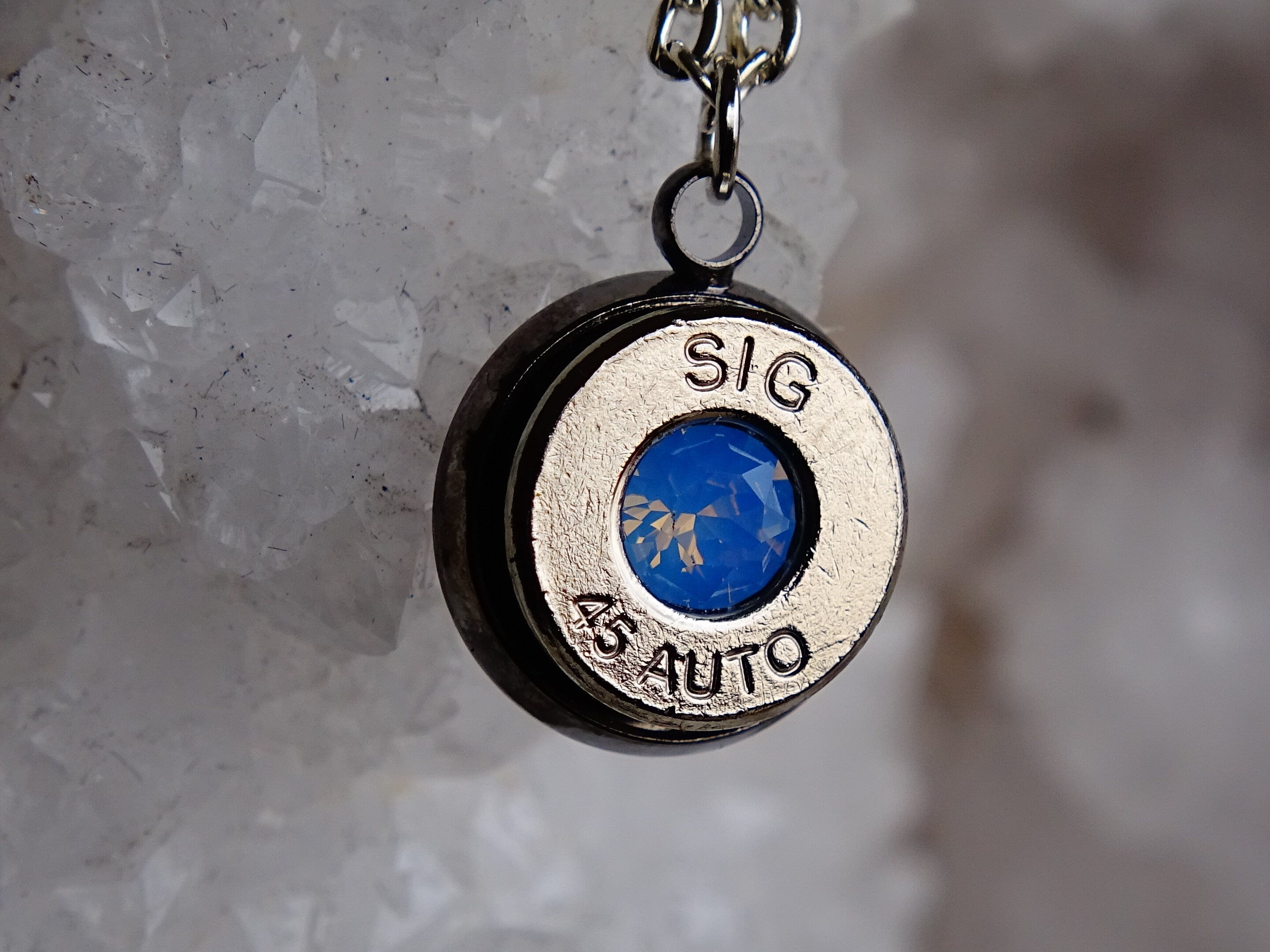 Bullet necklace gsilver blue opal __etsy:2306421075