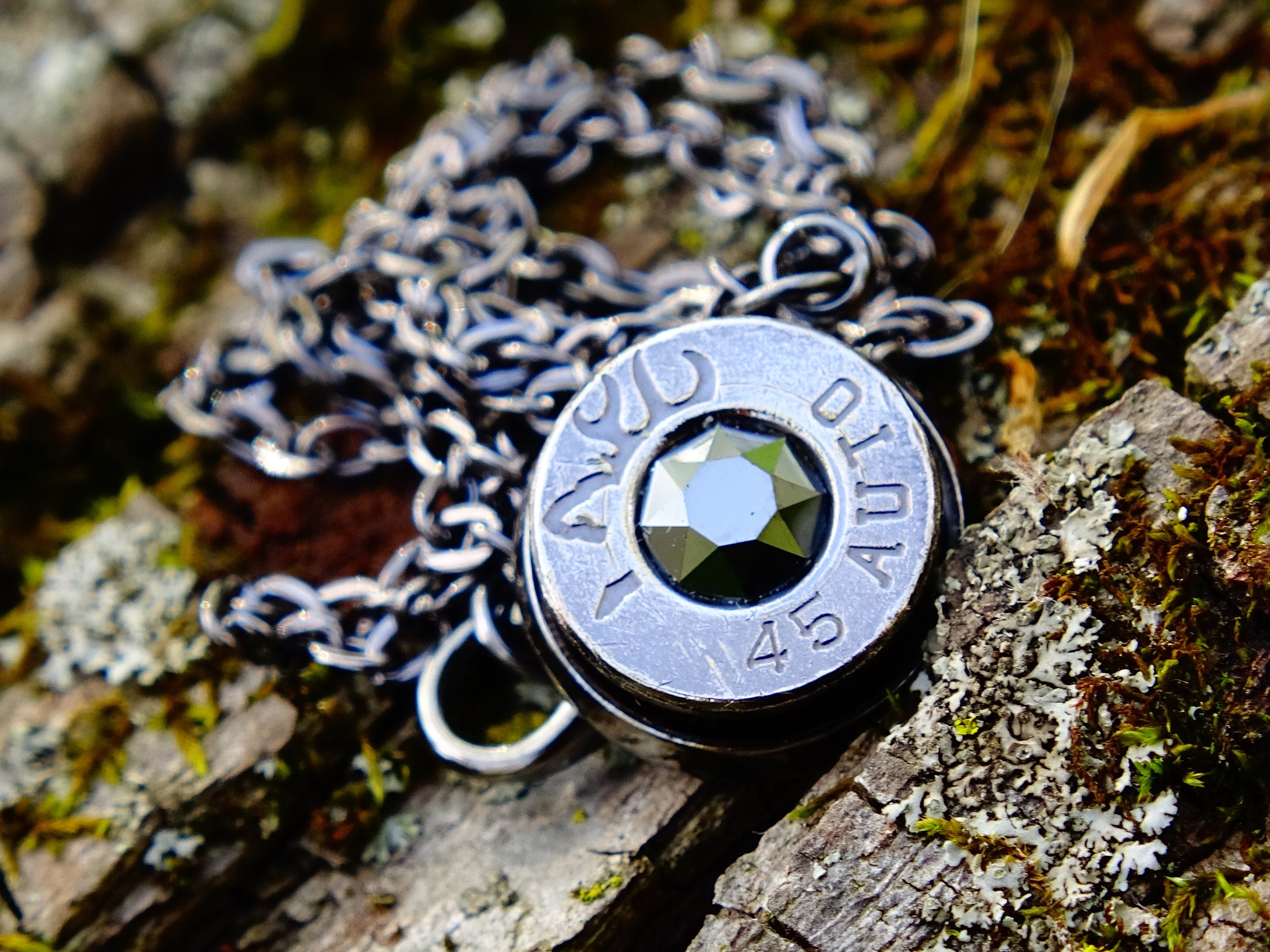 Bullet necklace gun metal onyx __etsy:2347549695