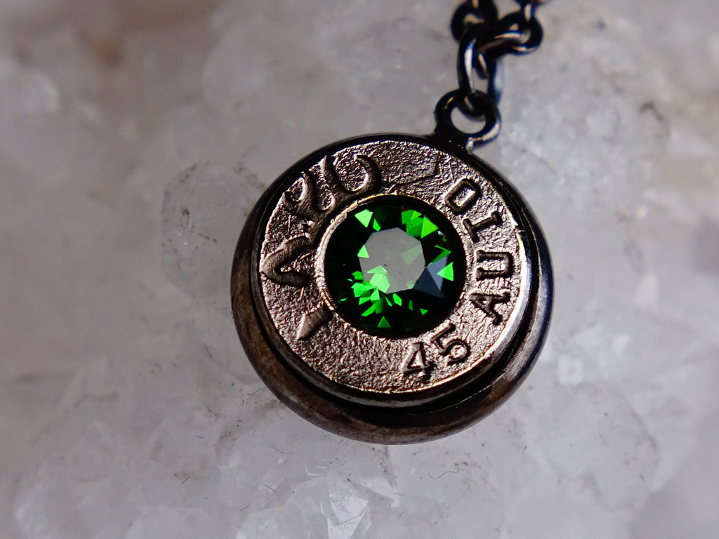 Bullet necklace gunmetal green __etsy:2306455221