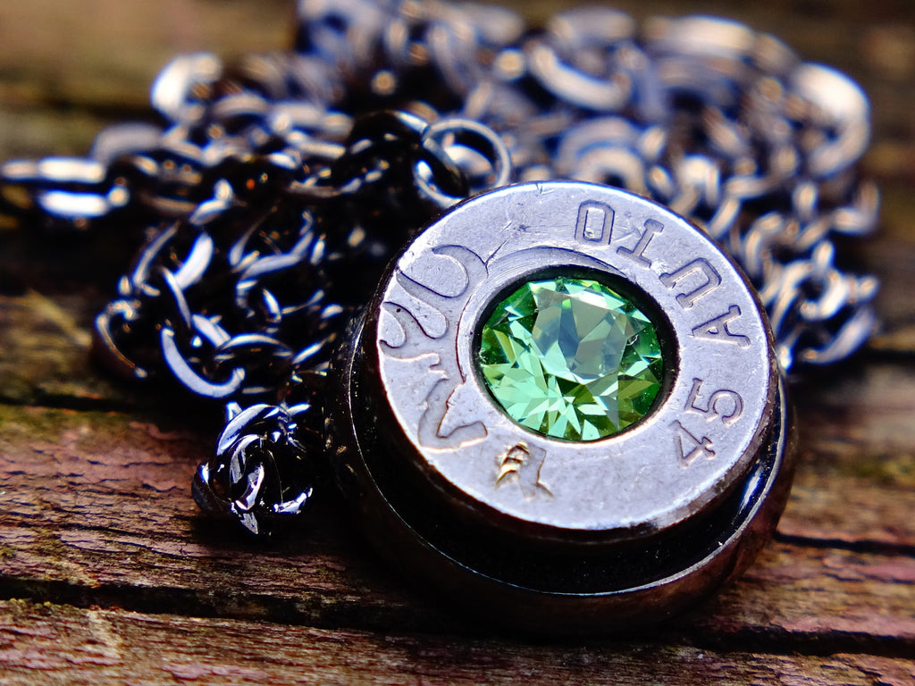 Bullet necklace gunmetal peridot __etsy:2258793458