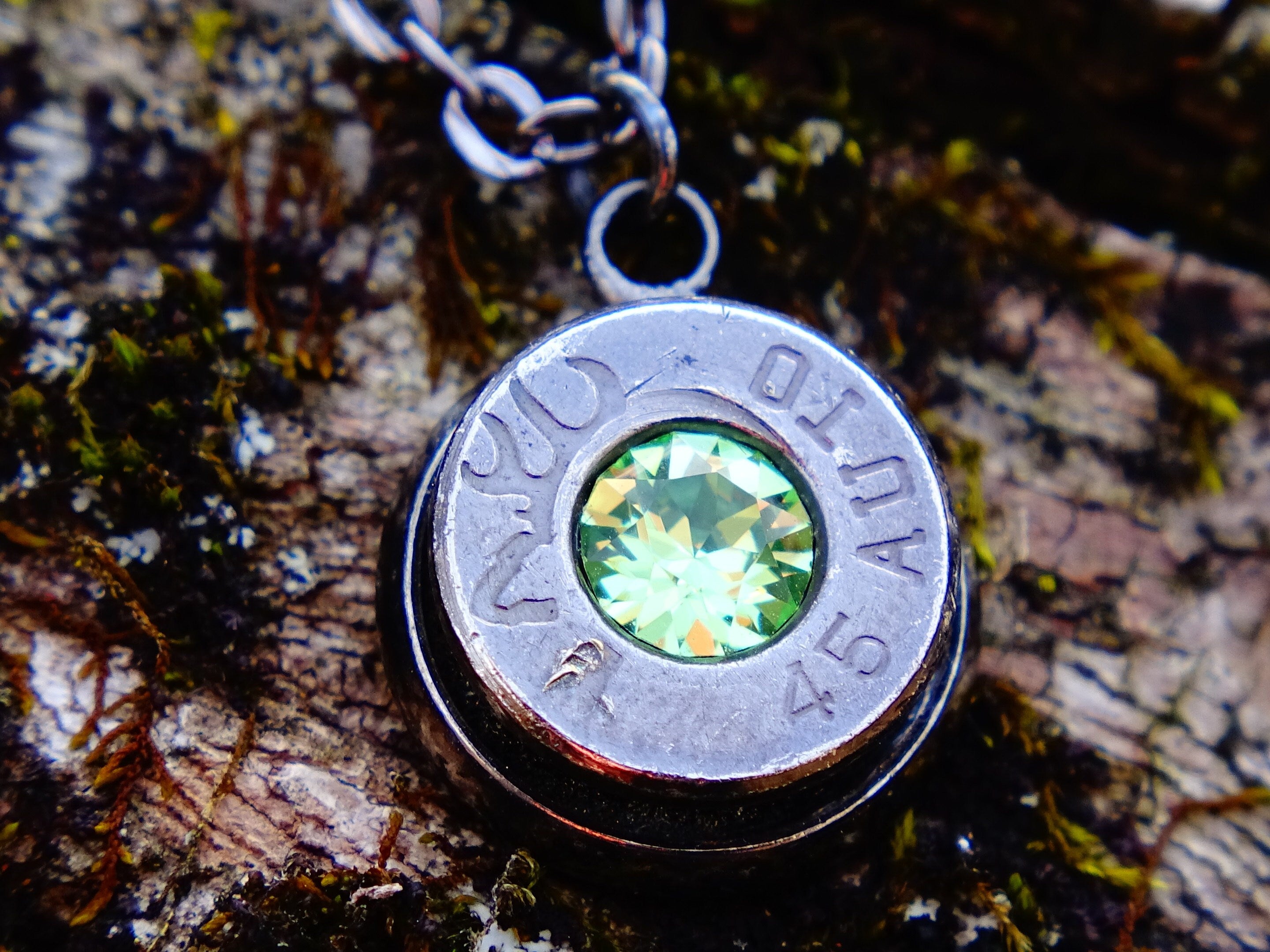 Bullet necklace gunmetal peridot __etsy:2258793338