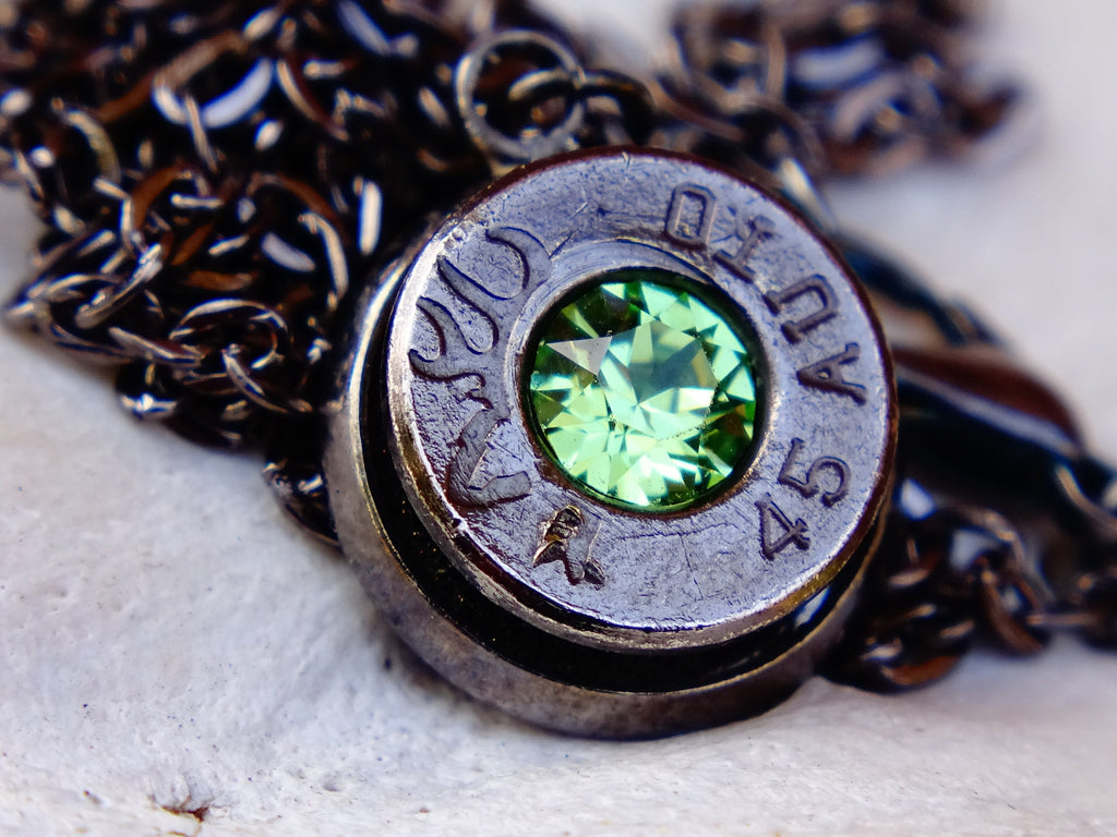 Bullet necklace gunmetal peridot __etsy:2258793722