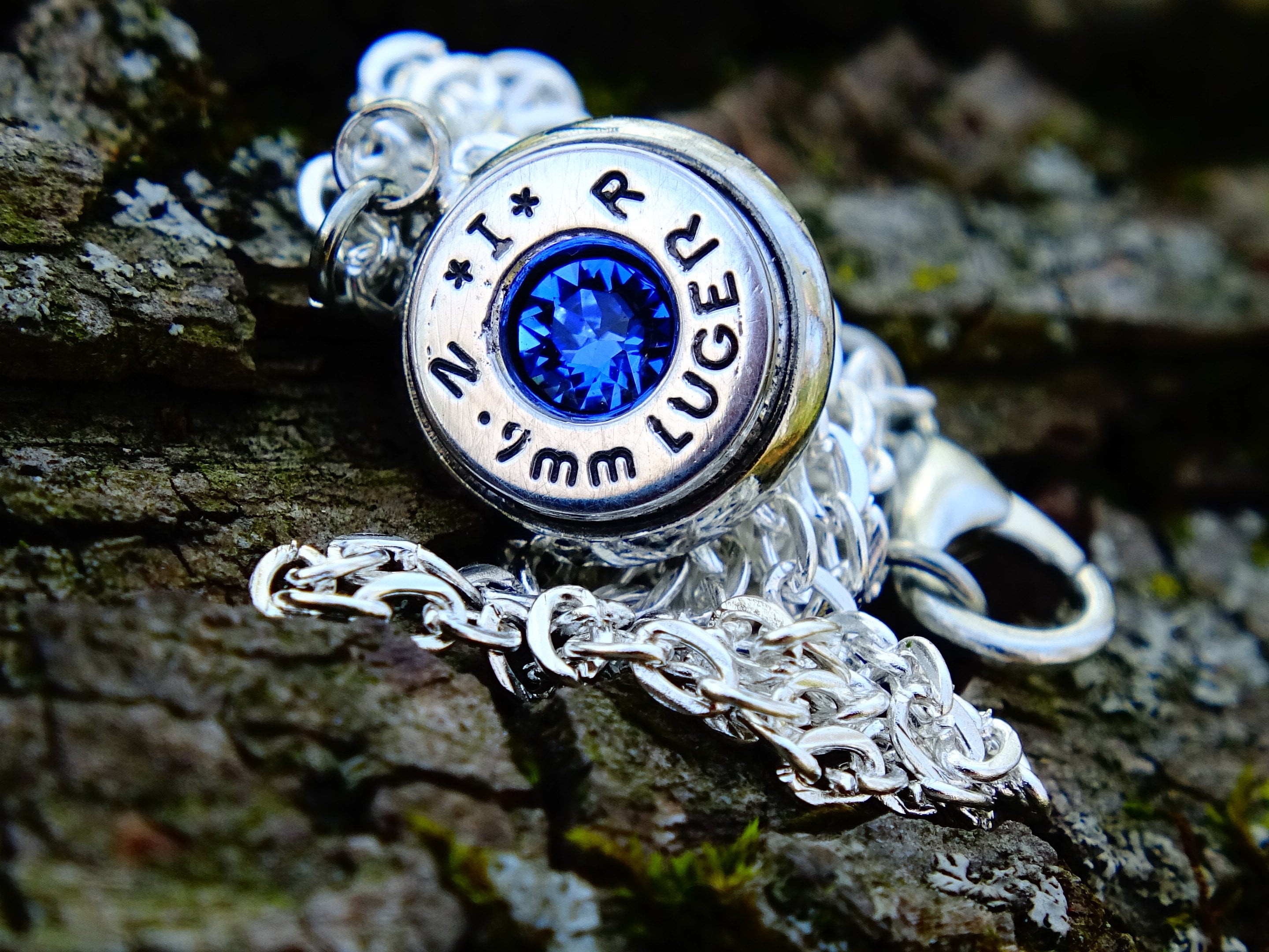 Bullet necklace 9mm sapphire __etsy:2295189644