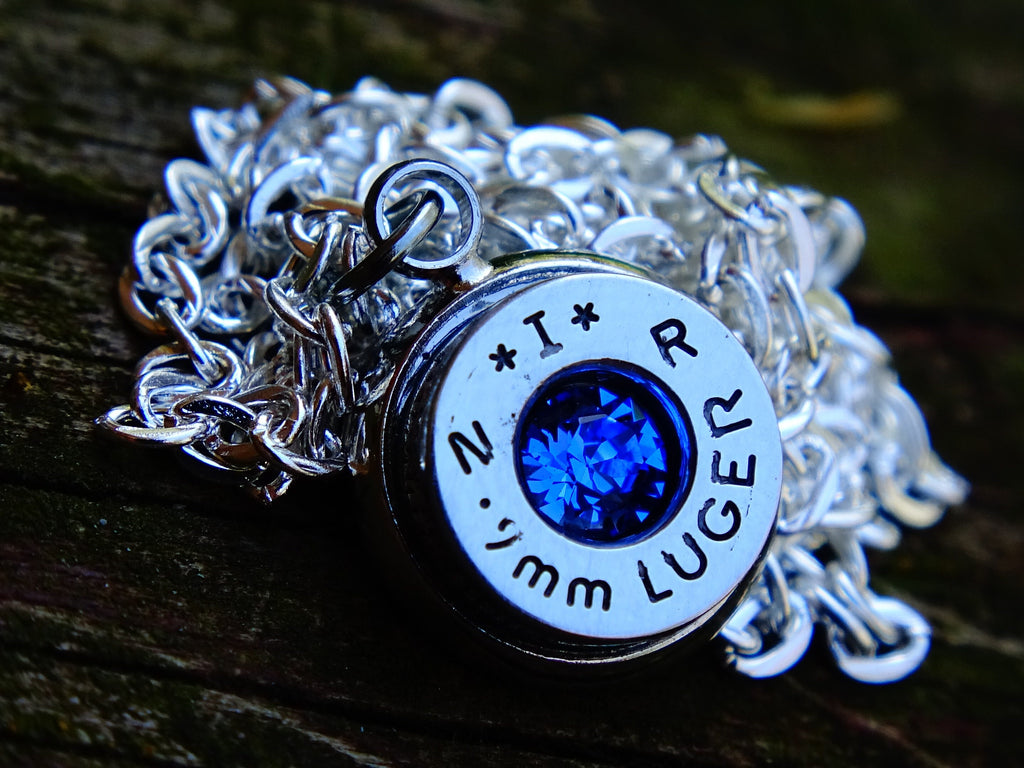 Bullet necklace 9mm sapphire __etsy:2342798933