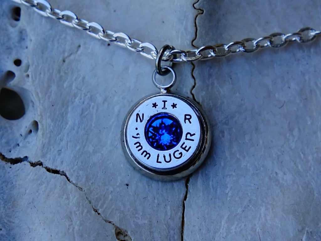 Bullet necklace 9mm sapphire __etsy:2295190260