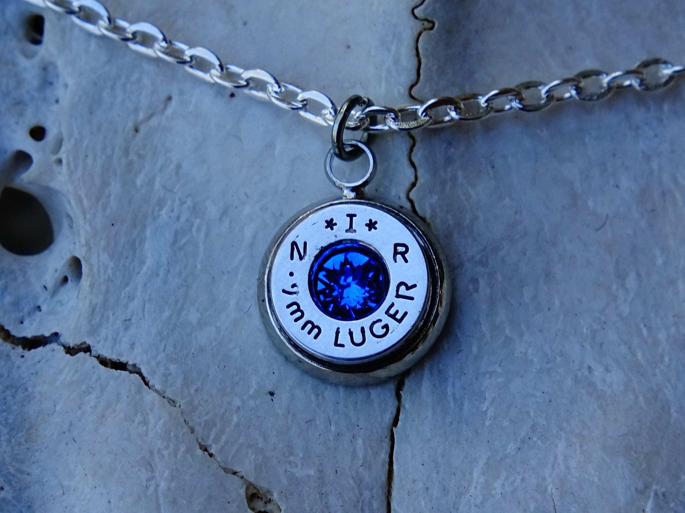 Bullet necklace 9mm sapphire __etsy:2295190260