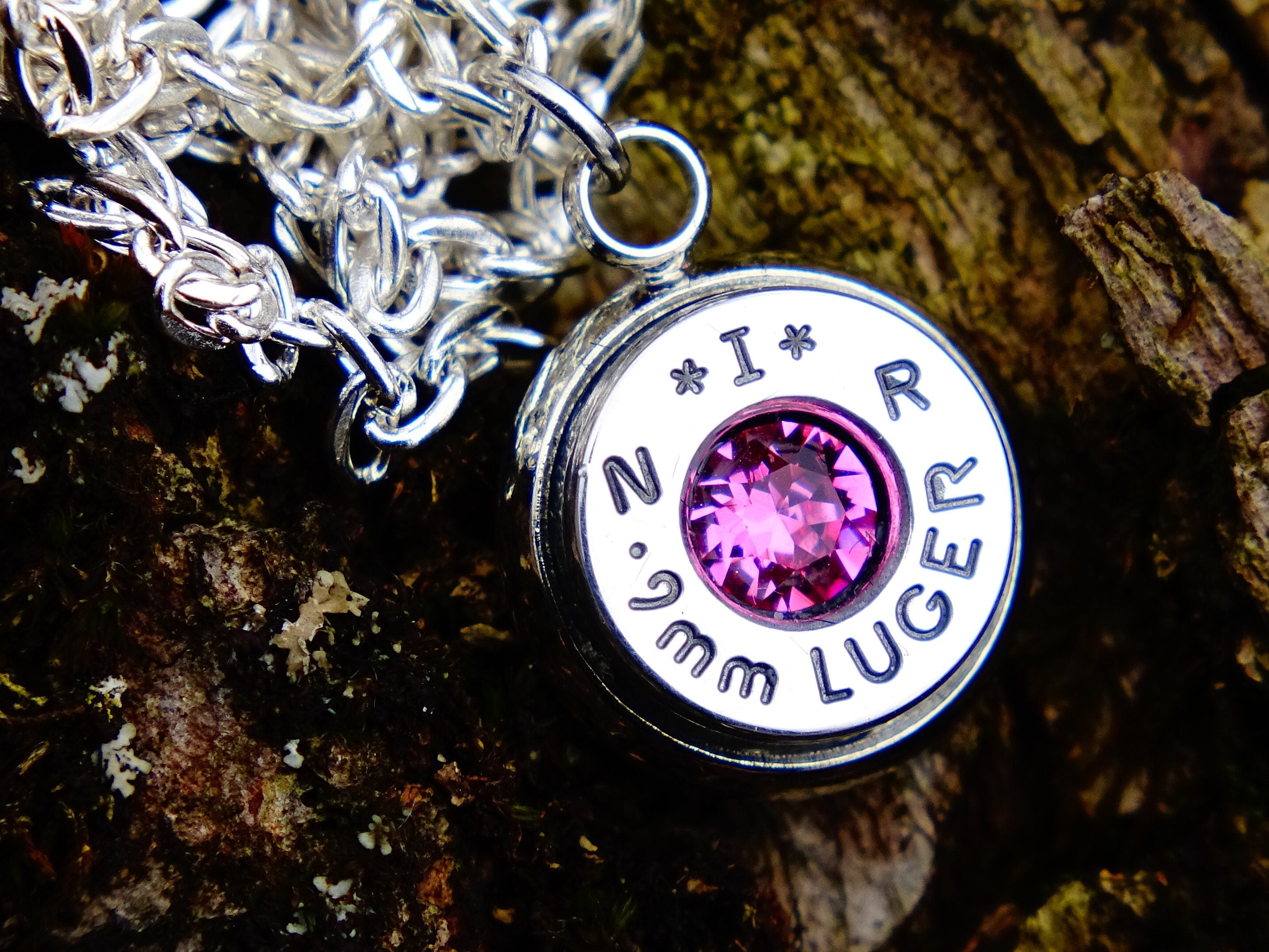 Bullet necklace pink toumaline __etsy:2245758234