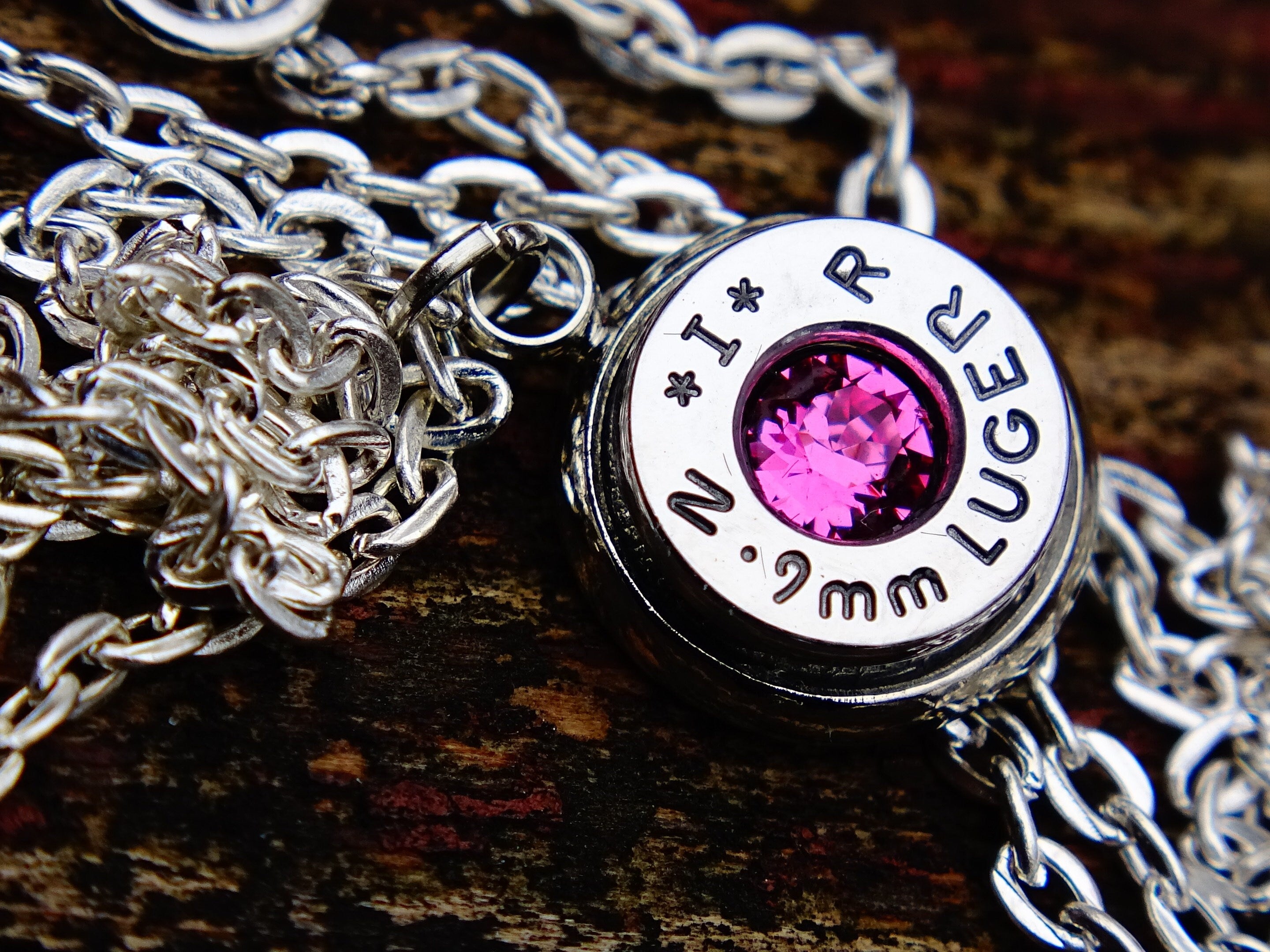 Bullet necklace pink toumaline __etsy:2293356955