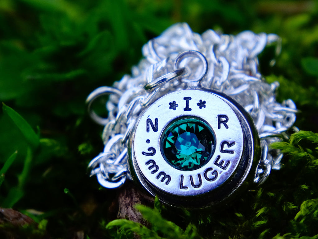 Bullet necklace silver emerald __etsy:2295403512