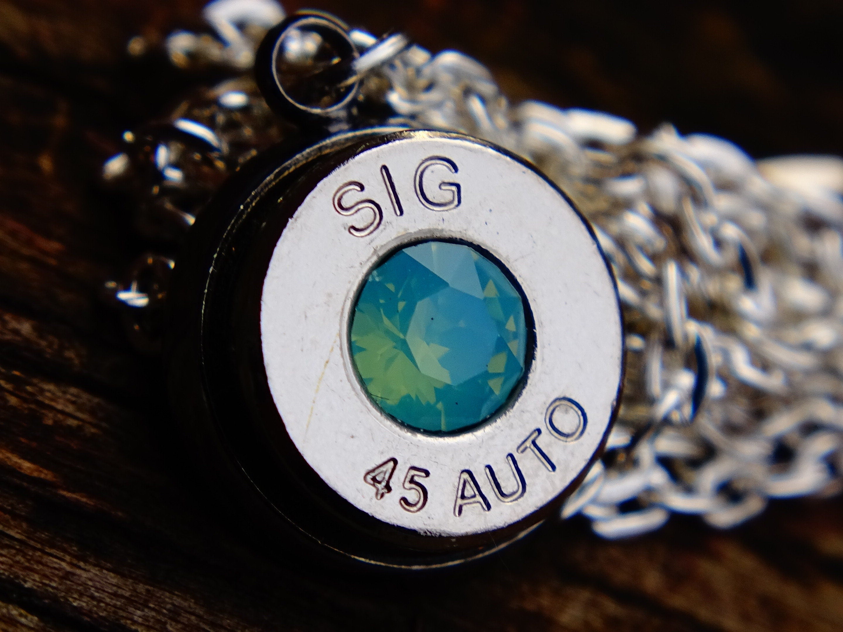 Bullet necklace silver green opal __etsy:2306433785