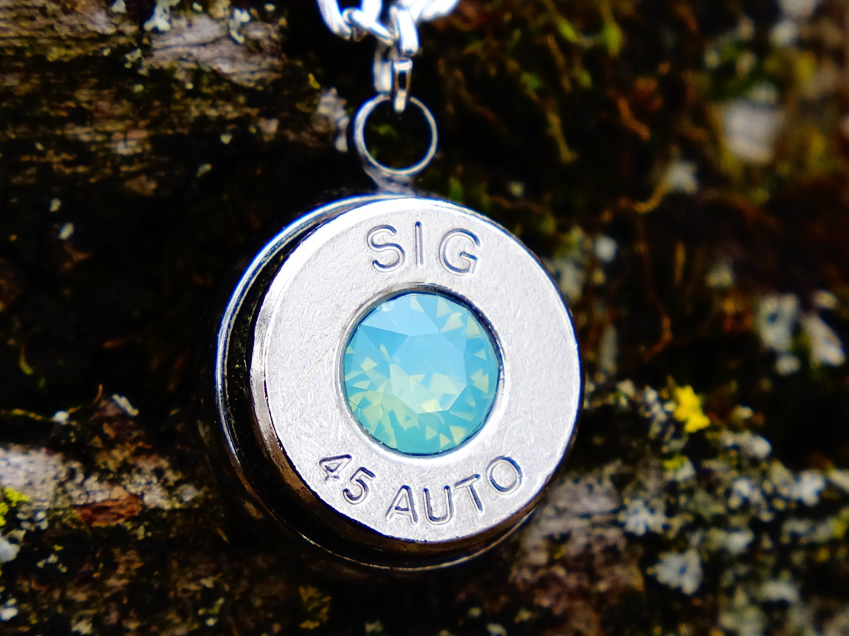 Bullet necklace silver green opal __etsy:2306433451