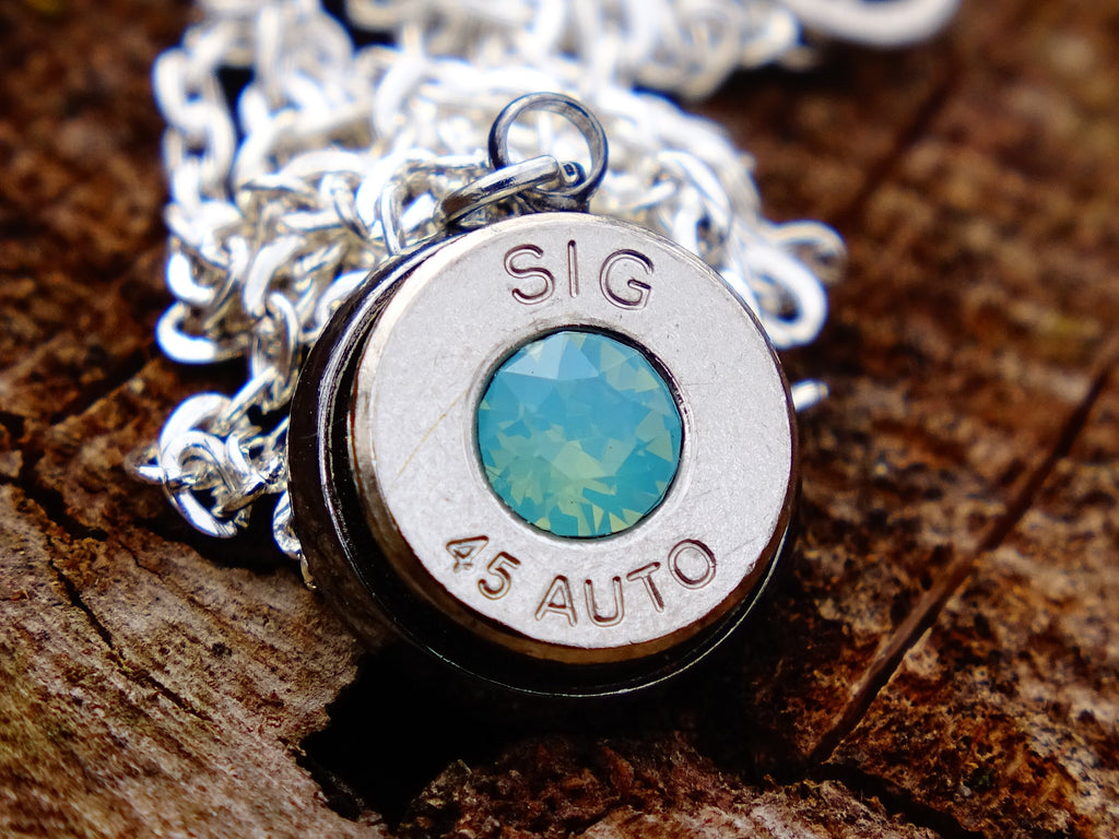 Bullet necklace silver green opal __etsy:2306433593