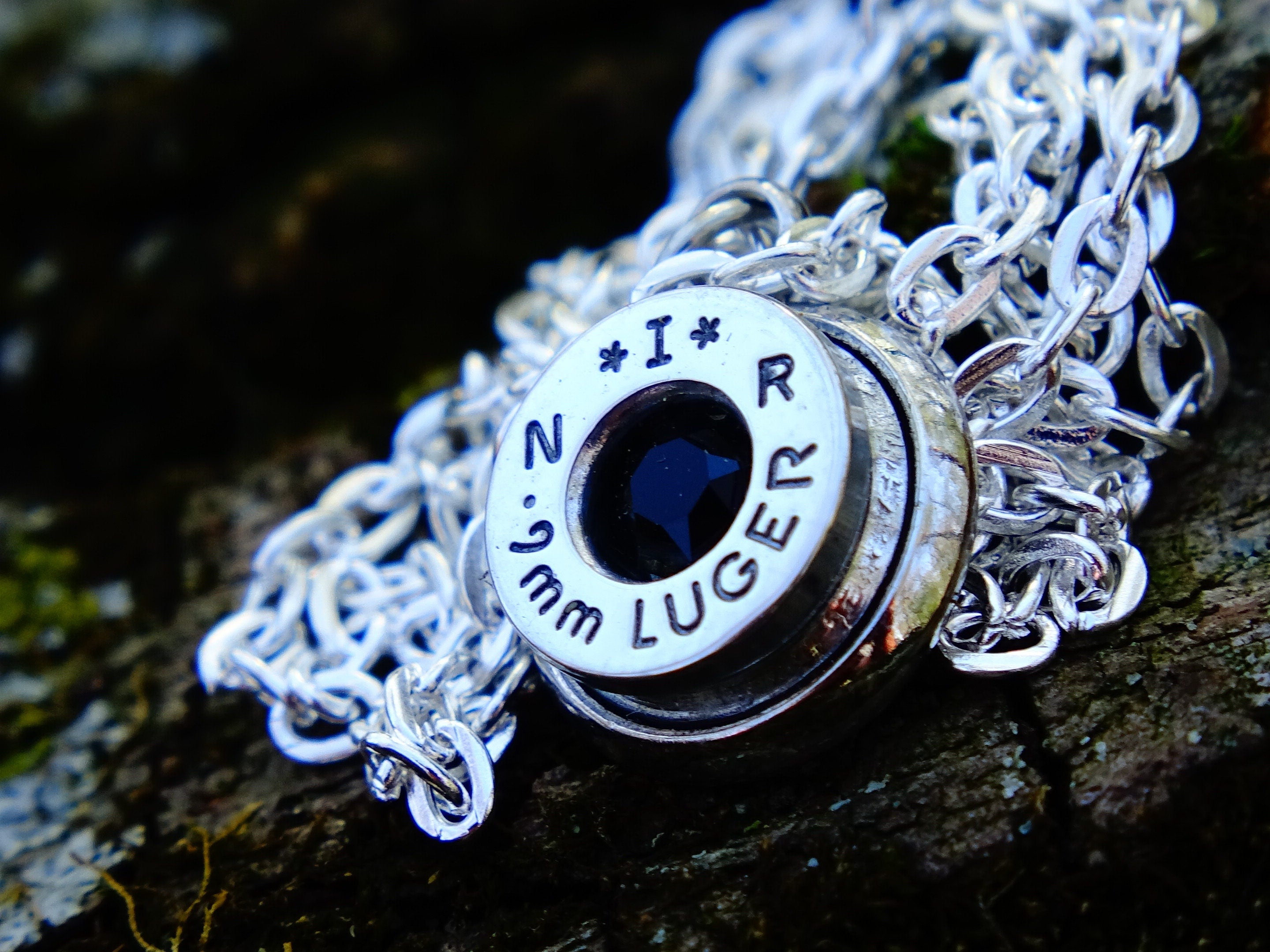 Bullet necklace silver onyx __etsy:2295394842