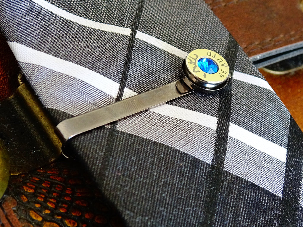 Bullet tie clip bi-tone dark sapphire __etsy:2305999833