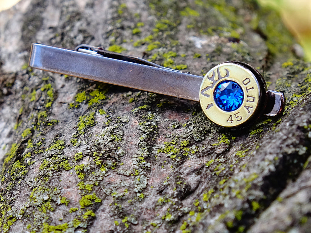 Bullet tie clip bi-tone dark sapphire __etsy:2305999283