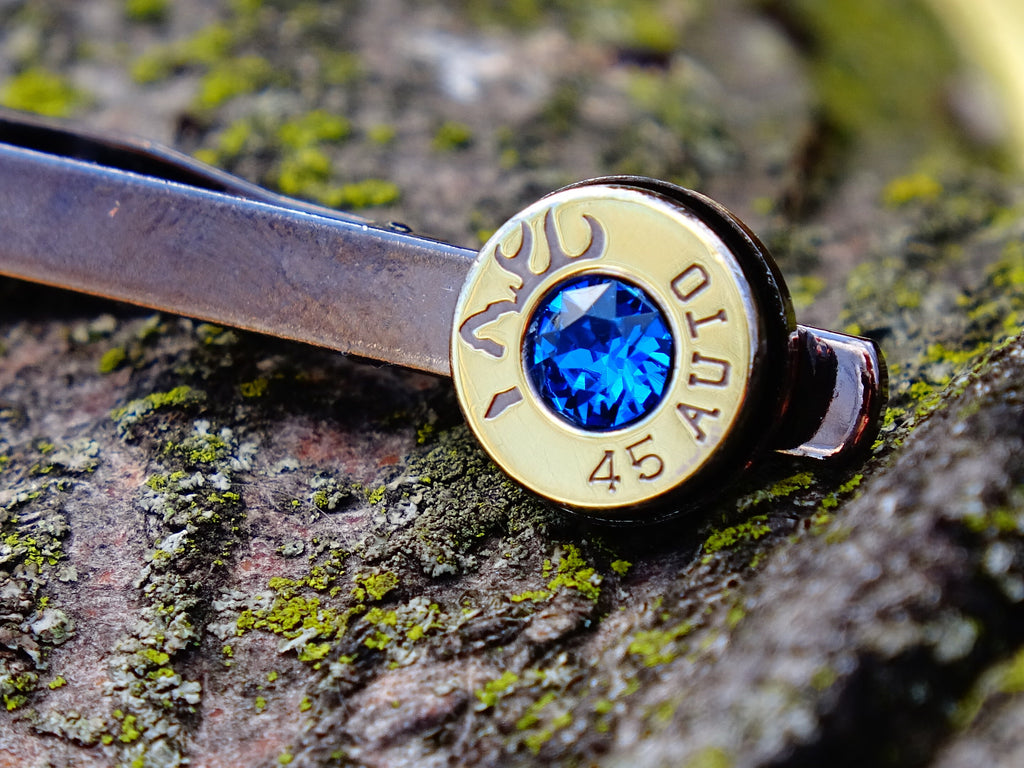 Bullet tie clip bi-tone dark sapphire __etsy:2258396530