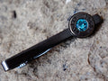 Bullet tie clip gun metal aqua marine .45 ACP __etsy:2241743553
