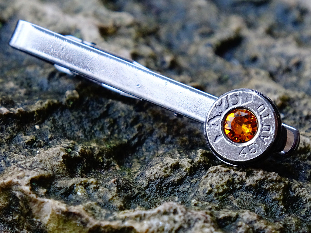 Bullet tie clip gun metal topaz .45 ACP __etsy:2194183238