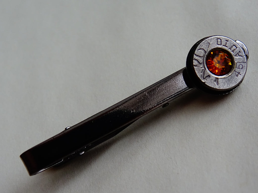 Bullet tie clip gun metal topaz .45 ACP __etsy:2241560615