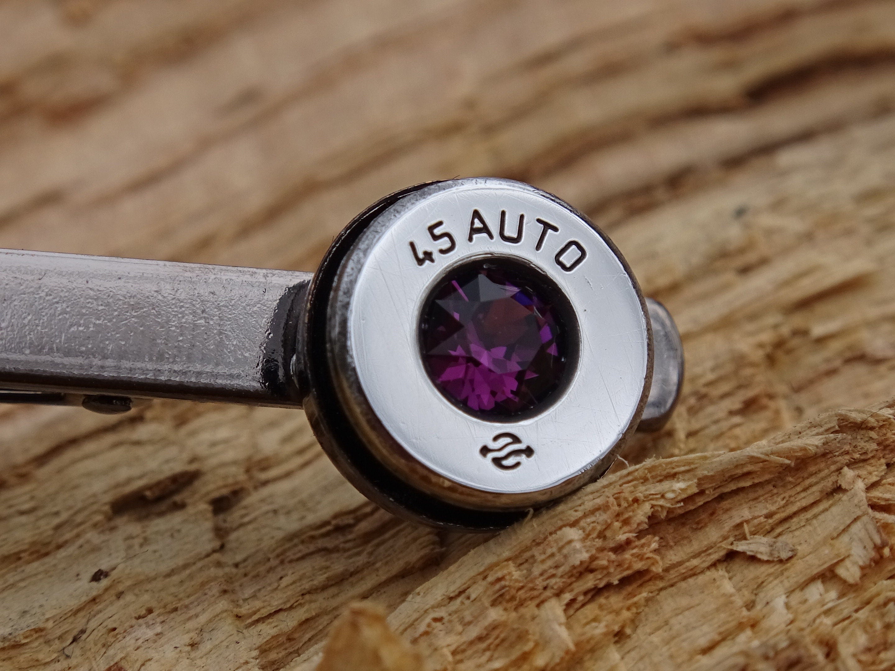 Bullet tie clip high polished amethyst __etsy:2773616976