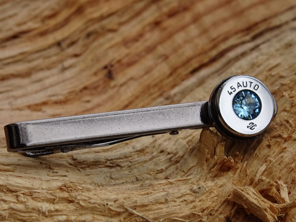 Bullet tie clip high polished aqua marine __etsy:2821607747