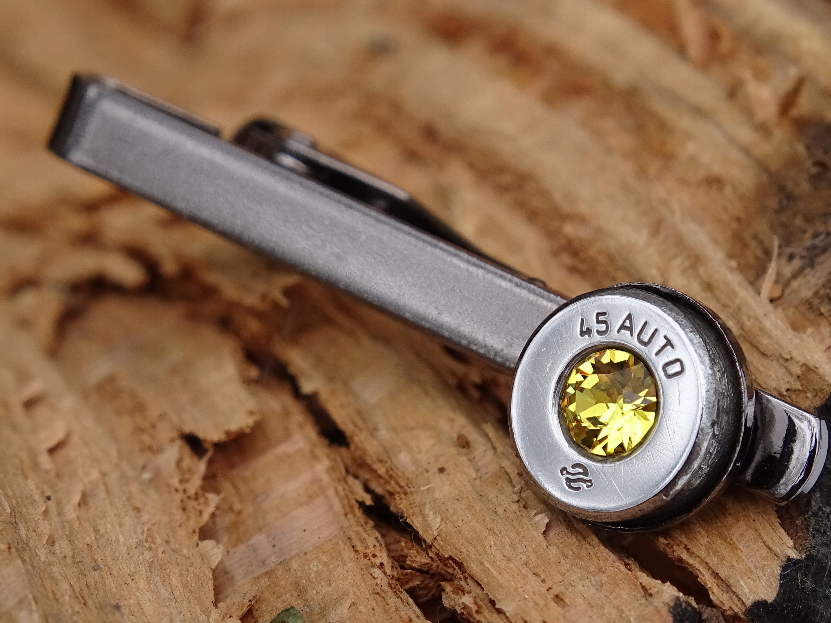 Bullet tie clip high polished citrine __etsy:2774016012