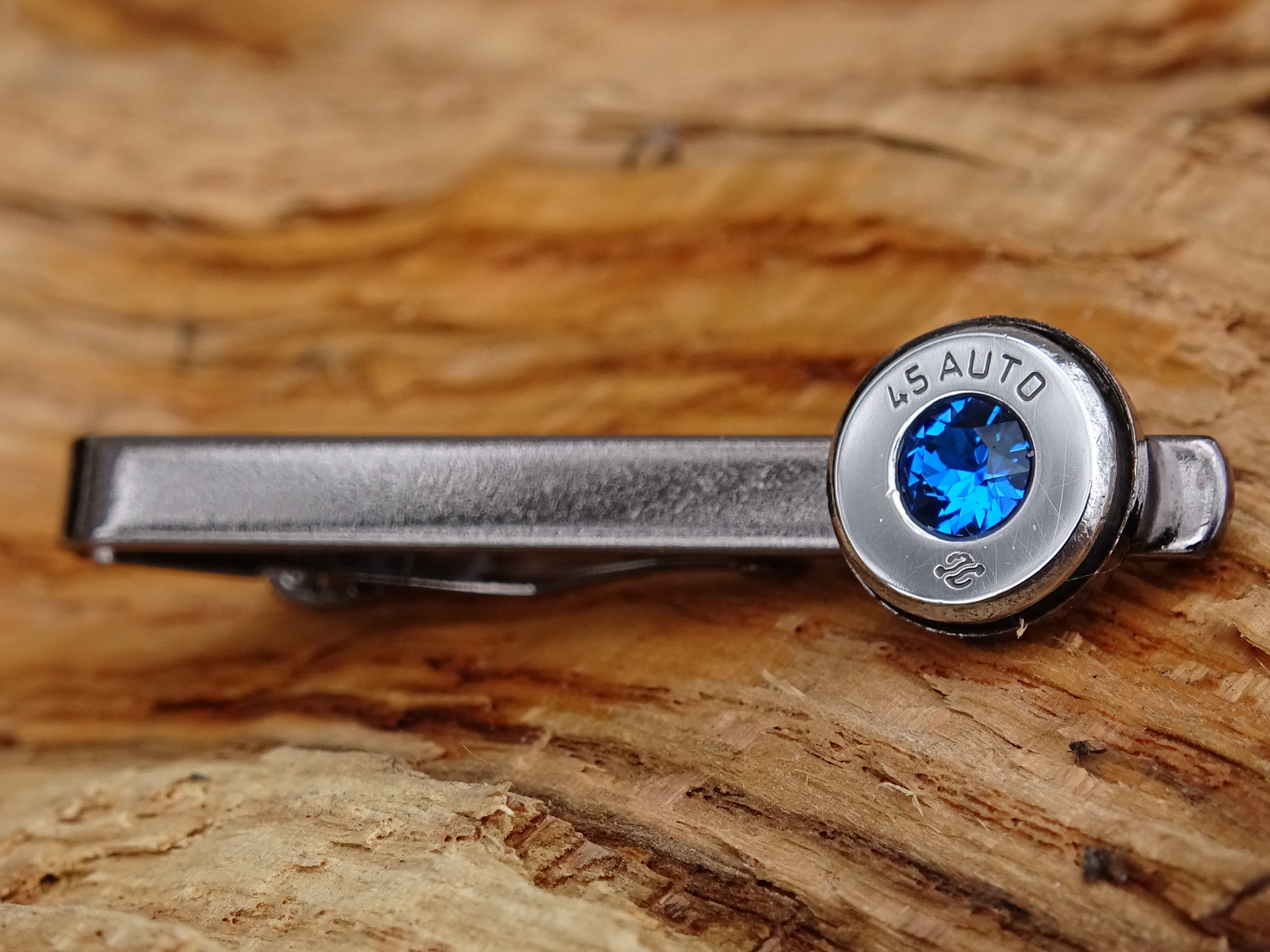 Bullet tie clip high polished copri blue __etsy:2821623133