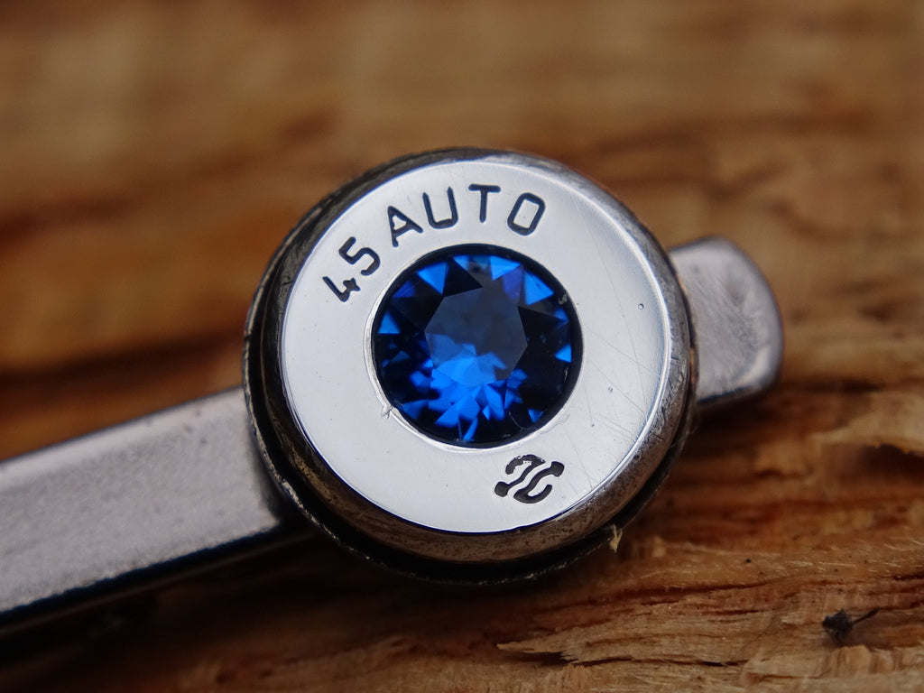 Bullet tie clip high polished copri blue __etsy:2821623379