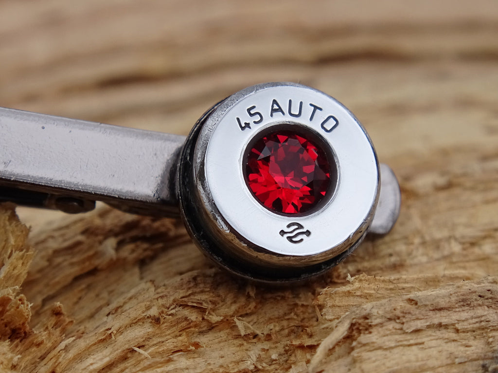 Bullet tie clip high polished garnet __etsy:2773794430