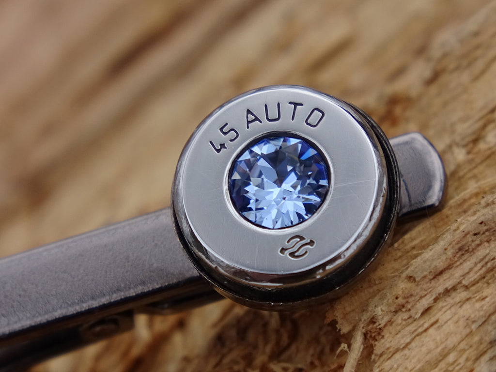 Bullet tie clip high polished light sapphire __etsy:2773669880