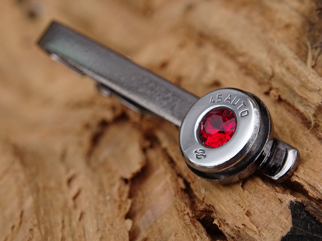Bullet tie clip high polished siam red __etsy:2821957245
