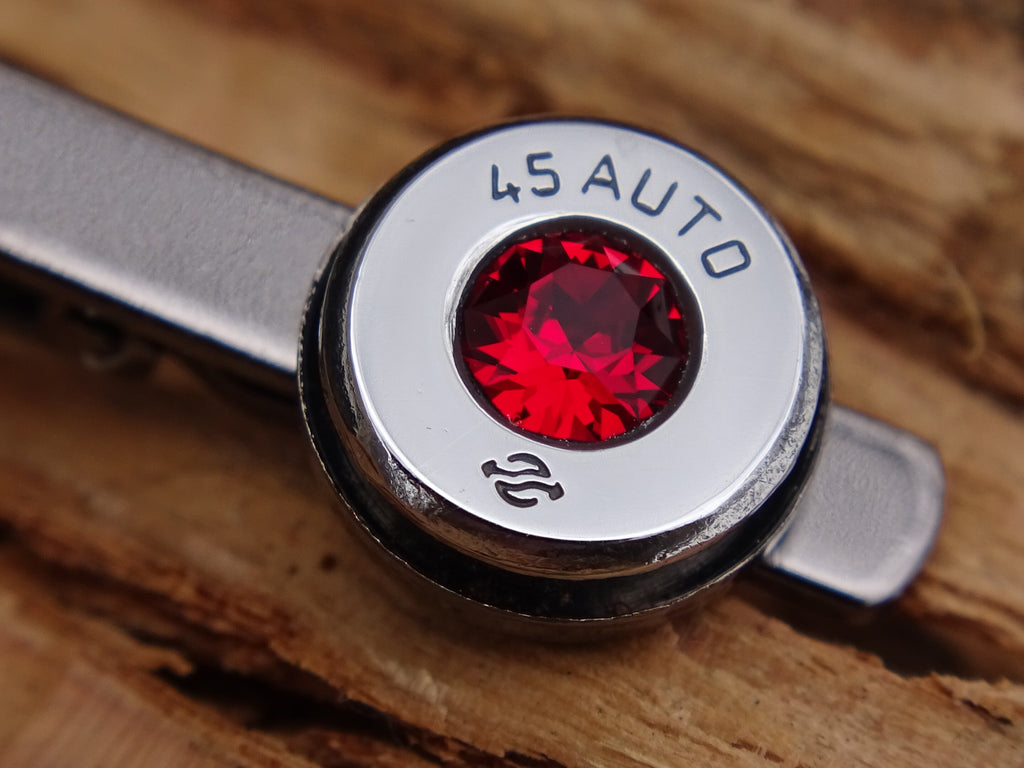 Bullet tie clip high polished siam red __etsy:2821957475