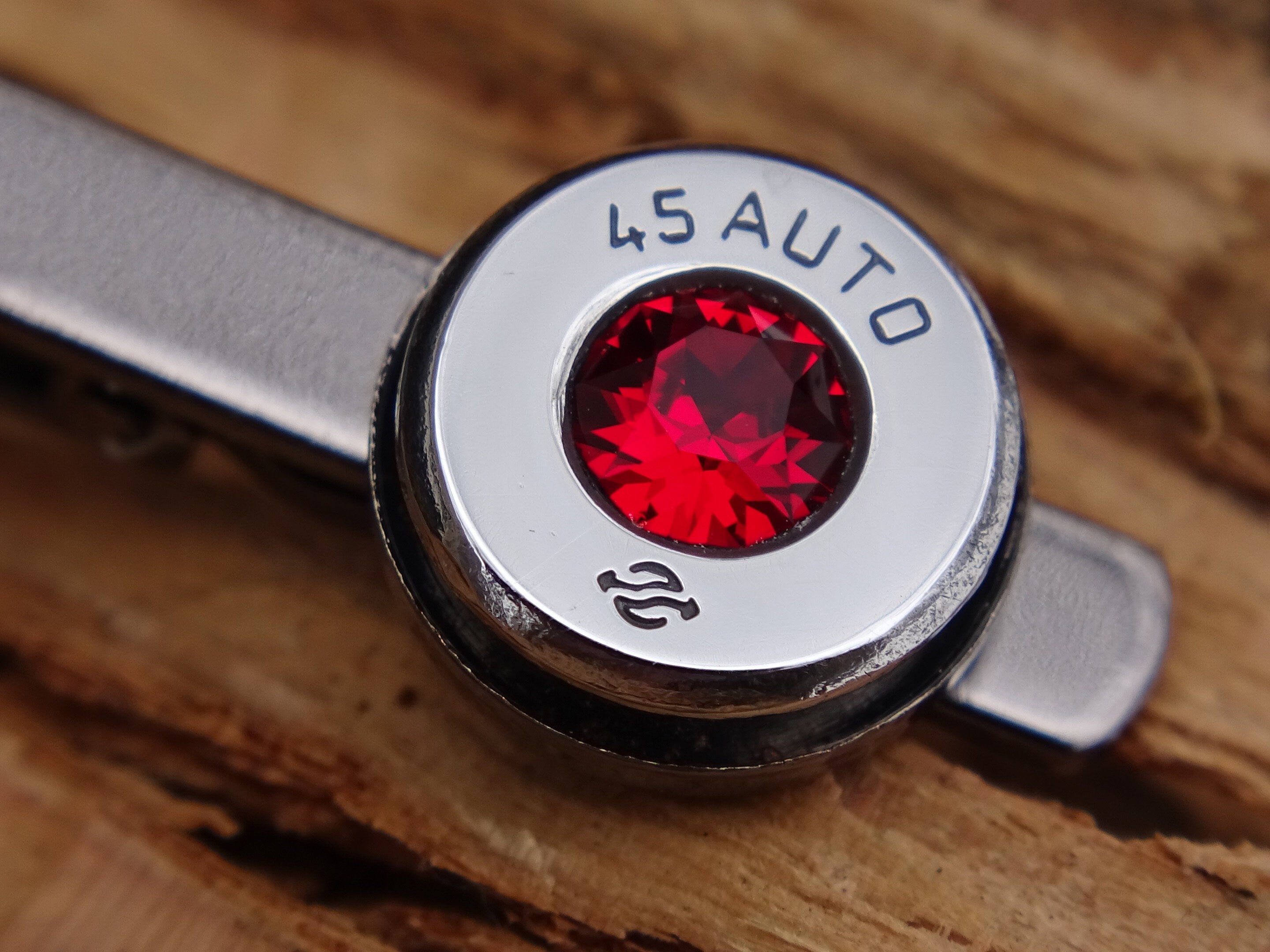 Bullet tie clip high polished siam red __etsy:2821957475