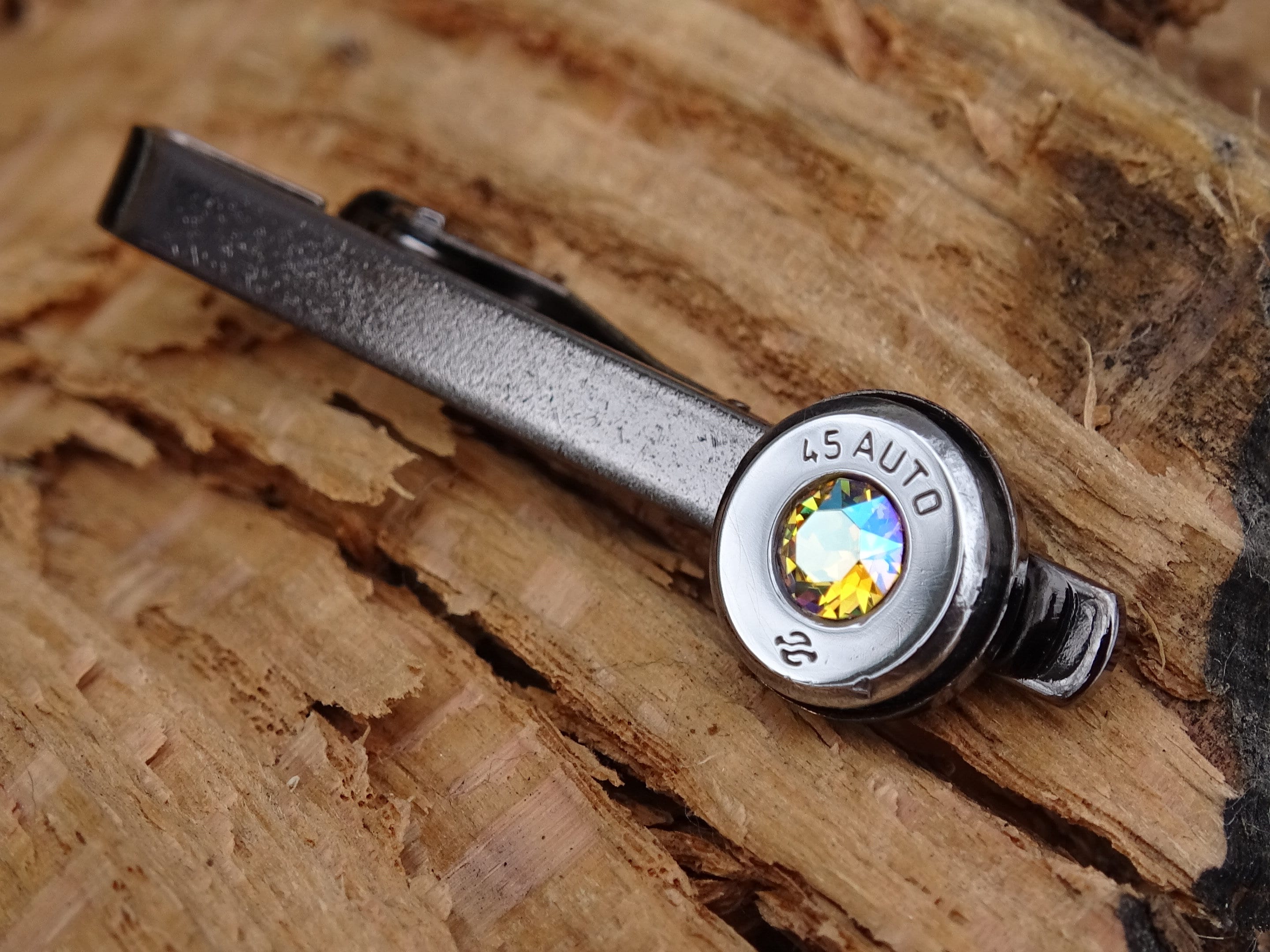 Bullet tie clip high polished topaz shimmer __etsy:2774024136