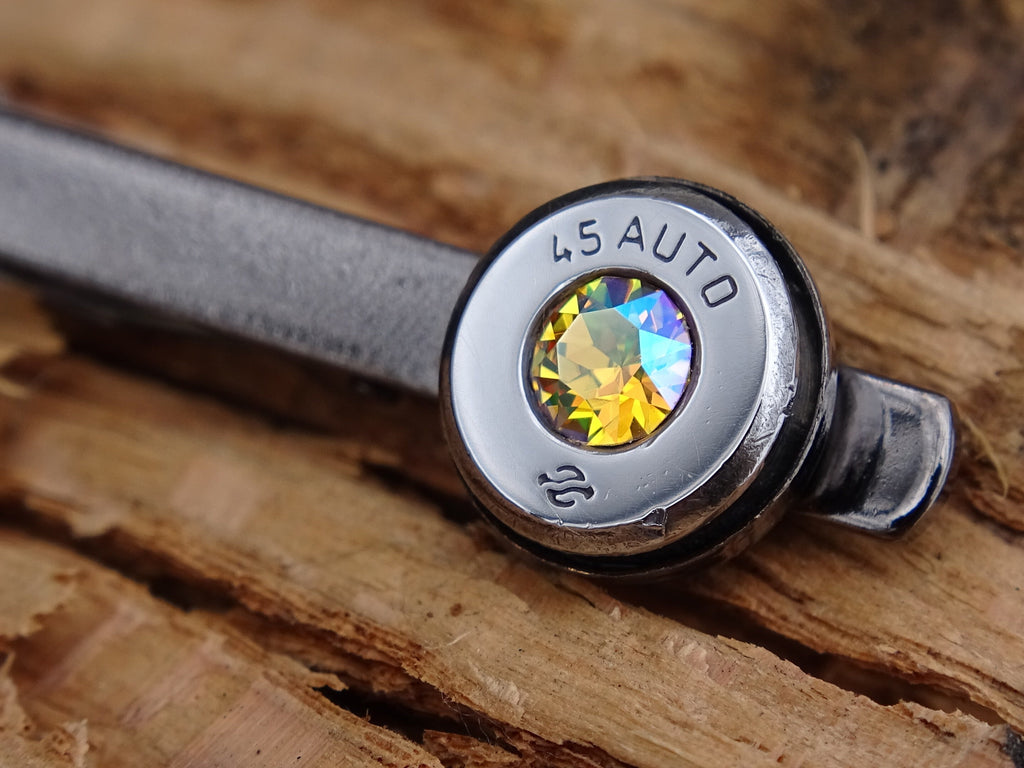 Bullet tie clip high polished topaz shimmer __etsy:2774024266