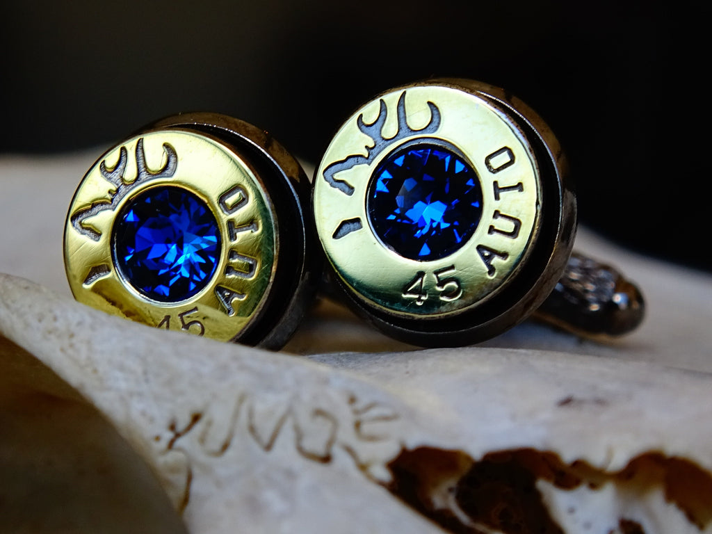 Cufflinks made bi-tone dark sapphire __etsy:2305997559