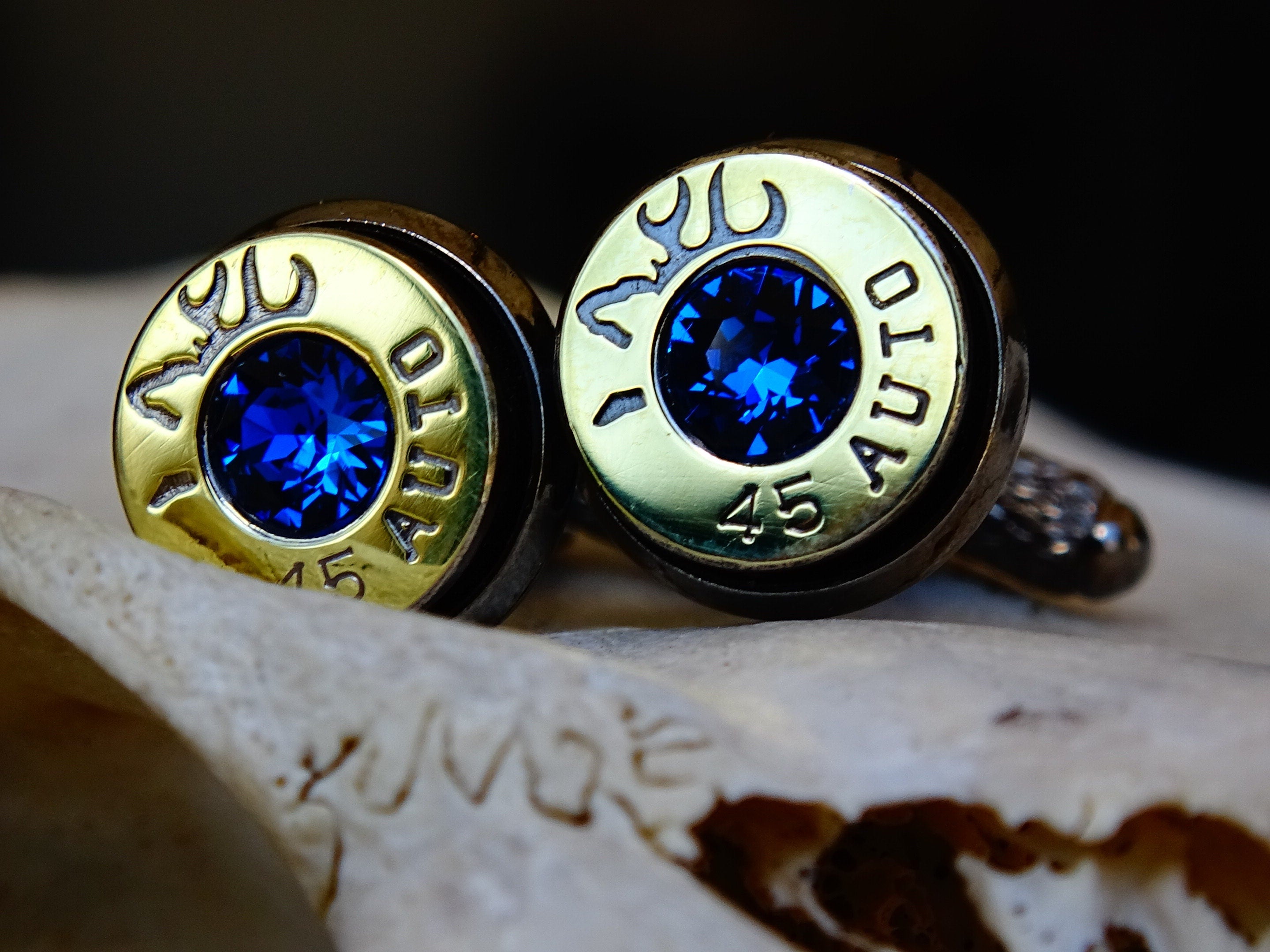 Cufflinks made bi-tone dark sapphire __etsy:2305997559