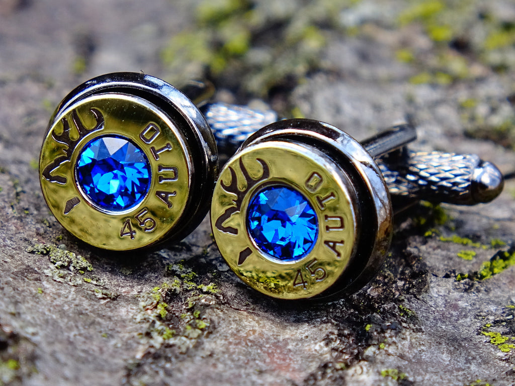 Cufflinks made bi-tone dark sapphire __etsy:2258394148