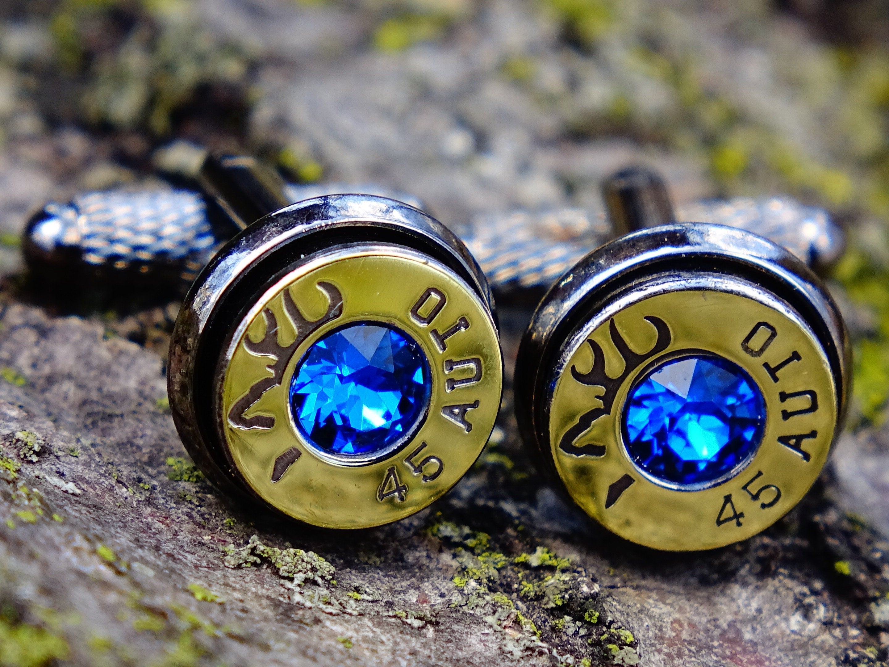 Cufflinks made bi-tone dark sapphire __etsy:2305997179