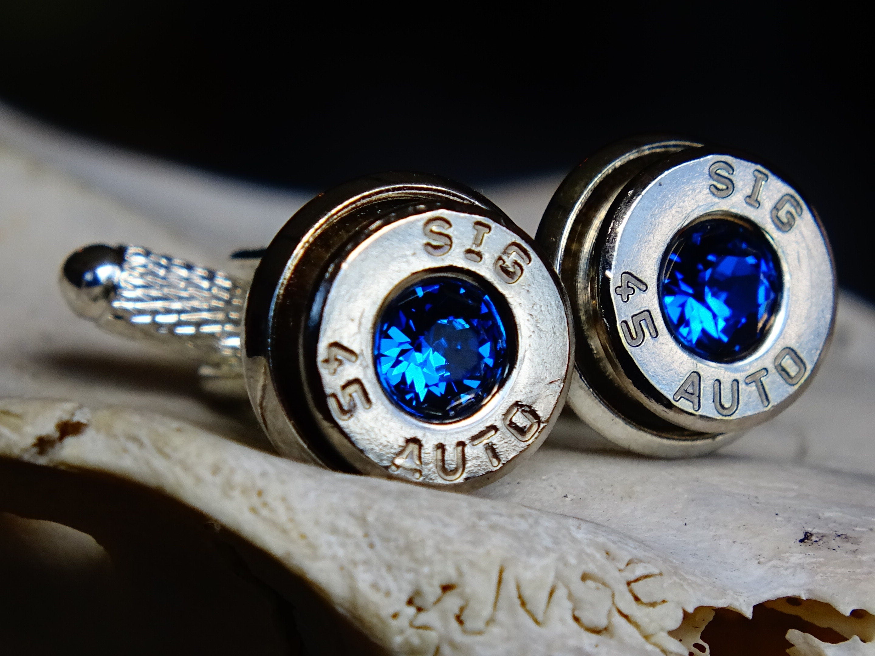 Cufflinks made with .45 Caliber bullet shells __etsy:2258383798