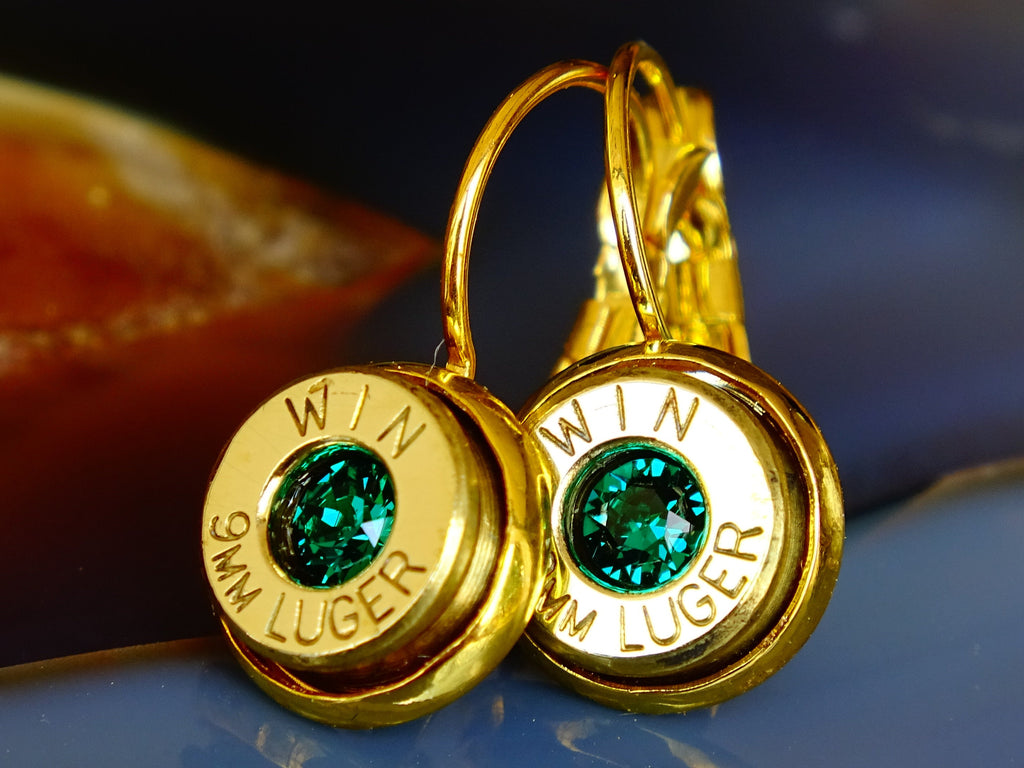 Dangle bullet earrings emerald __etsy:2301823759