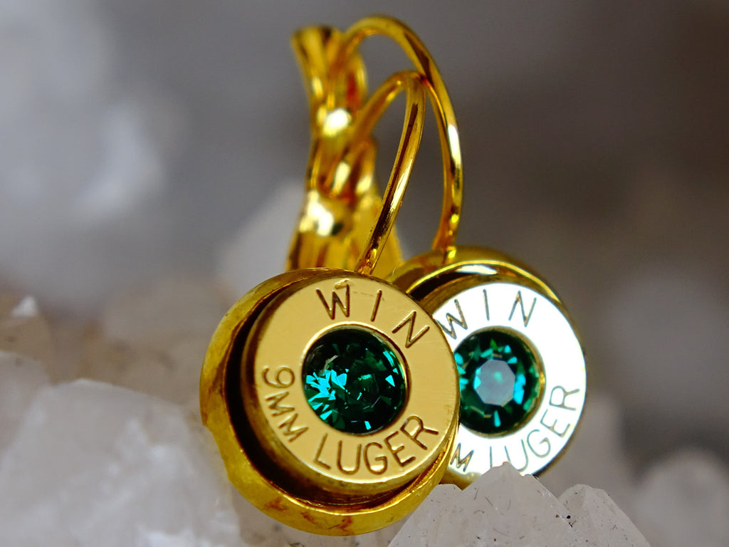 Dangle bullet earrings emerald __etsy:2301823863